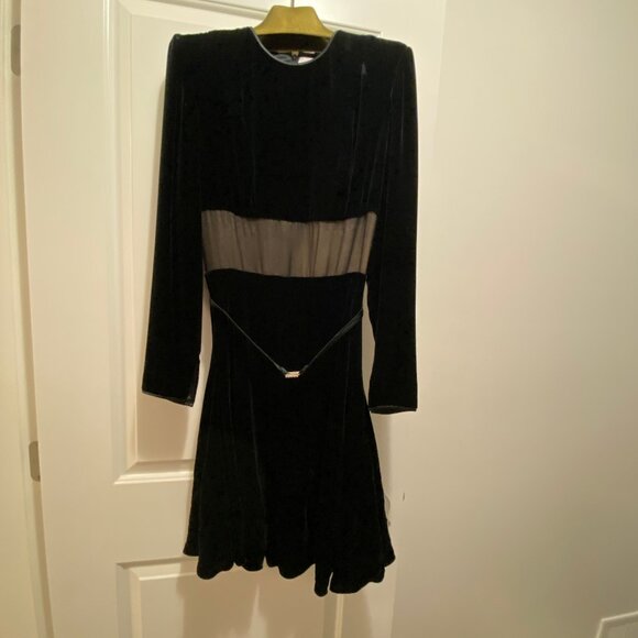 😍 DESIGNER DONALD DEAL DESIGNER DRESS BLACK VELVET & SILK 8 😍 - Picture 1 of 11